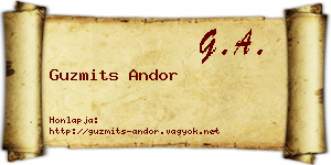 Guzmits Andor névjegykártya